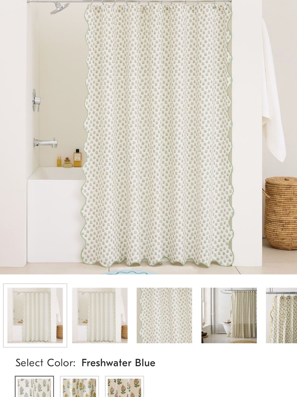 West Elm Begonia Shower Curtain in Freshwater Blue